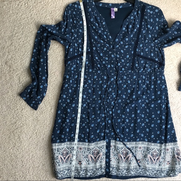 Alya by Francesca Blue Long Sleeve Floral Dress M - Picture 6 of 8